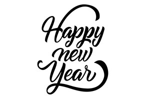 Stylized text reads "Happy New Year," celebrating the arrival of a new year.