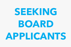Bold text announcing the search for applicants to join the Board of Trustees.